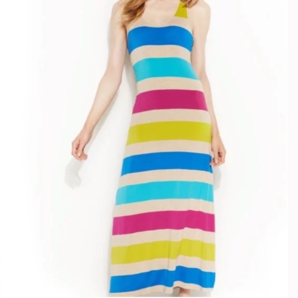 Calvin Klein Colorful Stripe Maxi Dress NWT Size 6